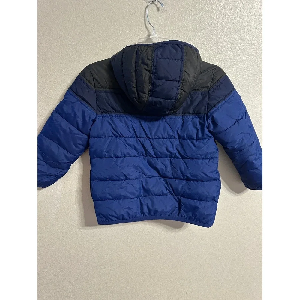 Gymboree Boys Blue Black Puffer Hooded Jacket Size S 5-6